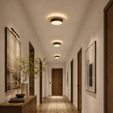 Plafonnier LED rond en travertin et bois | Design rétroéclairé en pierre naturelle ÉCLIPSE