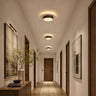 Plafonnier LED rond en travertin et bois | Design rétroéclairé en pierre naturelle ÉCLIPSE