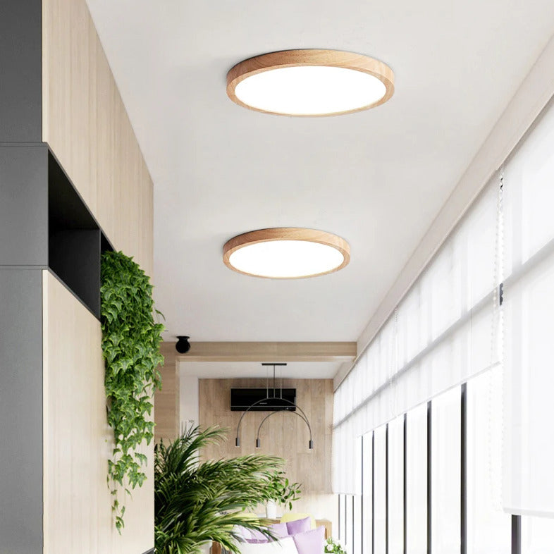 Plafonnier LED bois extra fin | Design épuré et minimaliste
