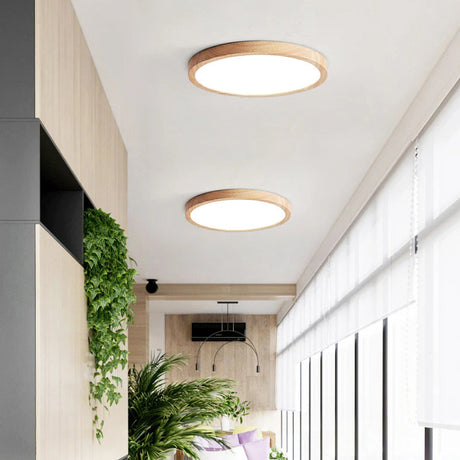 Plafonnier LED bois extra fin | Design épuré et minimaliste