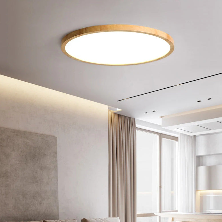 Plafonnier LED bois extra fin | Design épuré et minimaliste 30 cm / Bois clair