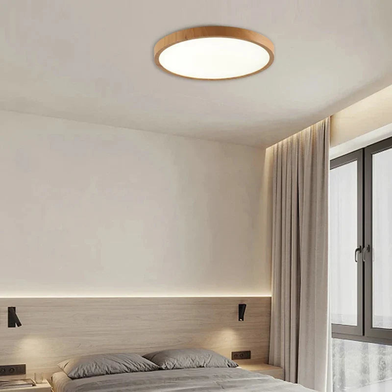 Plafonnier LED bois extra fin | Design épuré et minimaliste