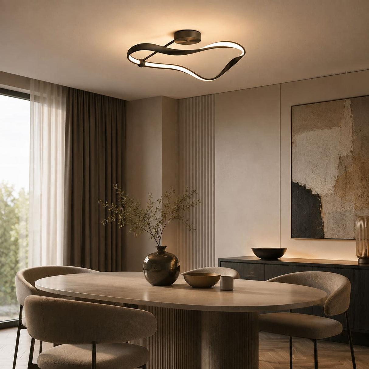 Plafonnier LED ondulé noir | Luminaire design TORSADE