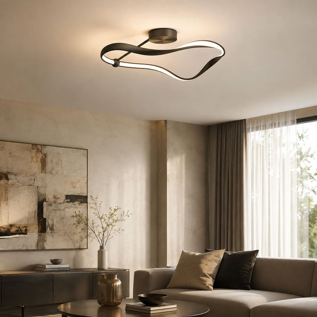 Plafonnier LED ondulé noir | Luminaire design TORSADE