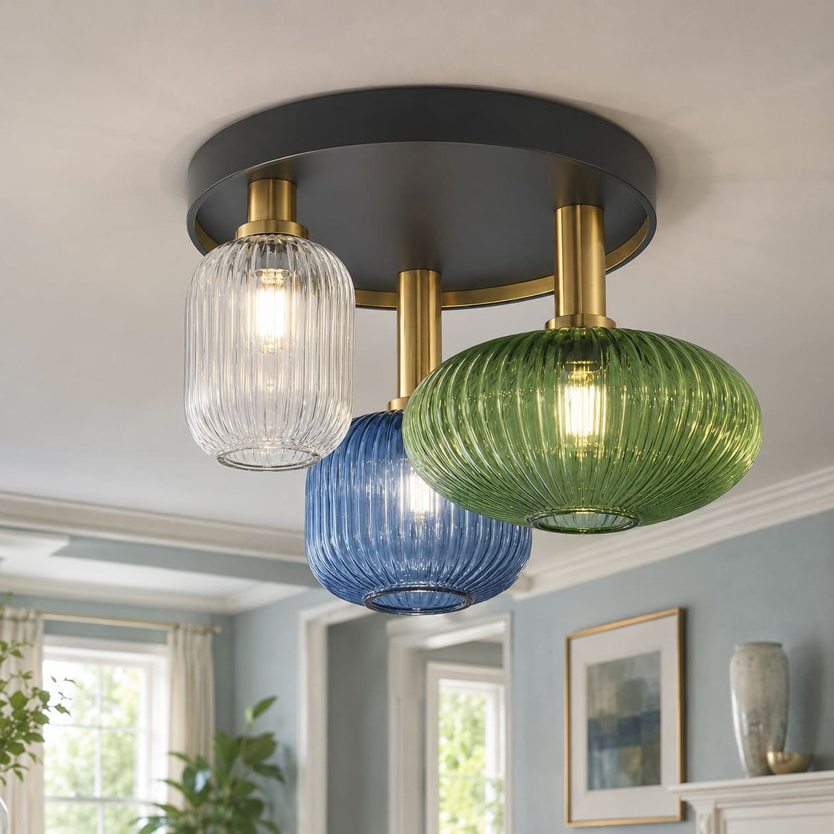Plafonnier en verre vintage CRISTALI | 3 luminaires à personnaliser