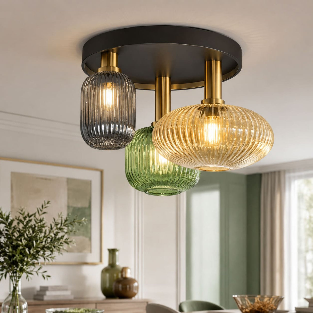 Plafonnier en verre vintage CRISTALI | 3 luminaires à personnaliser