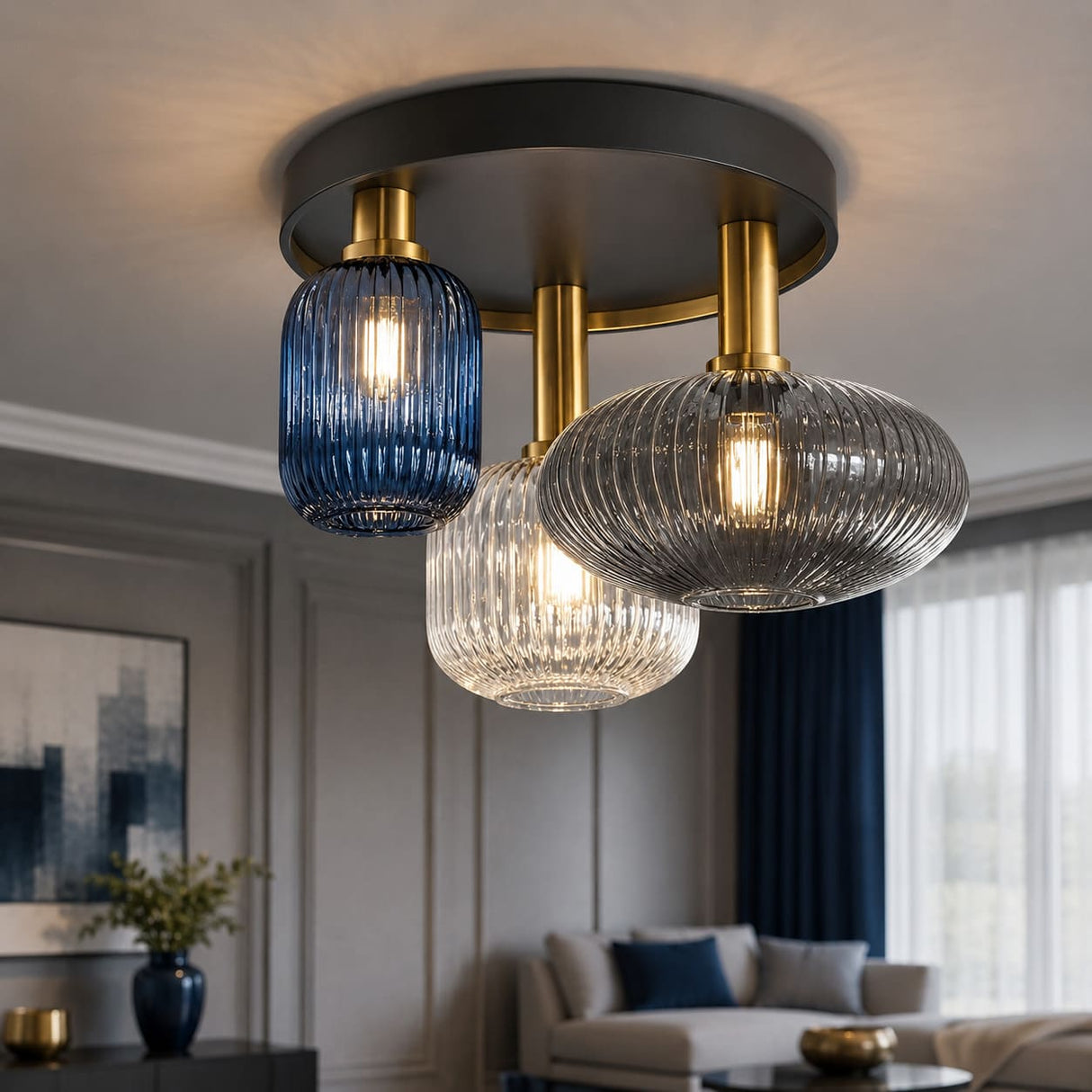 Plafonnier en verre vintage CRISTALI | 3 luminaires à personnaliser
