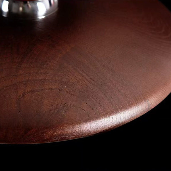 Plafonnier rond en bois naturel avec globe en verre | Design japandi