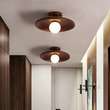 Plafonnier rond en bois naturel avec globe en verre | Design japandi