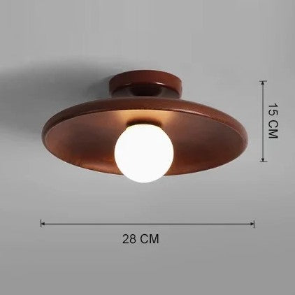 Plafonnier rond en bois naturel avec globe en verre | Design japandi