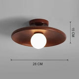 Plafonnier rond en bois naturel avec globe en verre | Design japandi