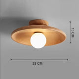 Plafonnier rond en bois naturel avec globe en verre | Design japandi