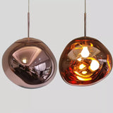 Suspension en verre soufflé style boule de lave | Création modulable 15 cm / PVC / Rose gold