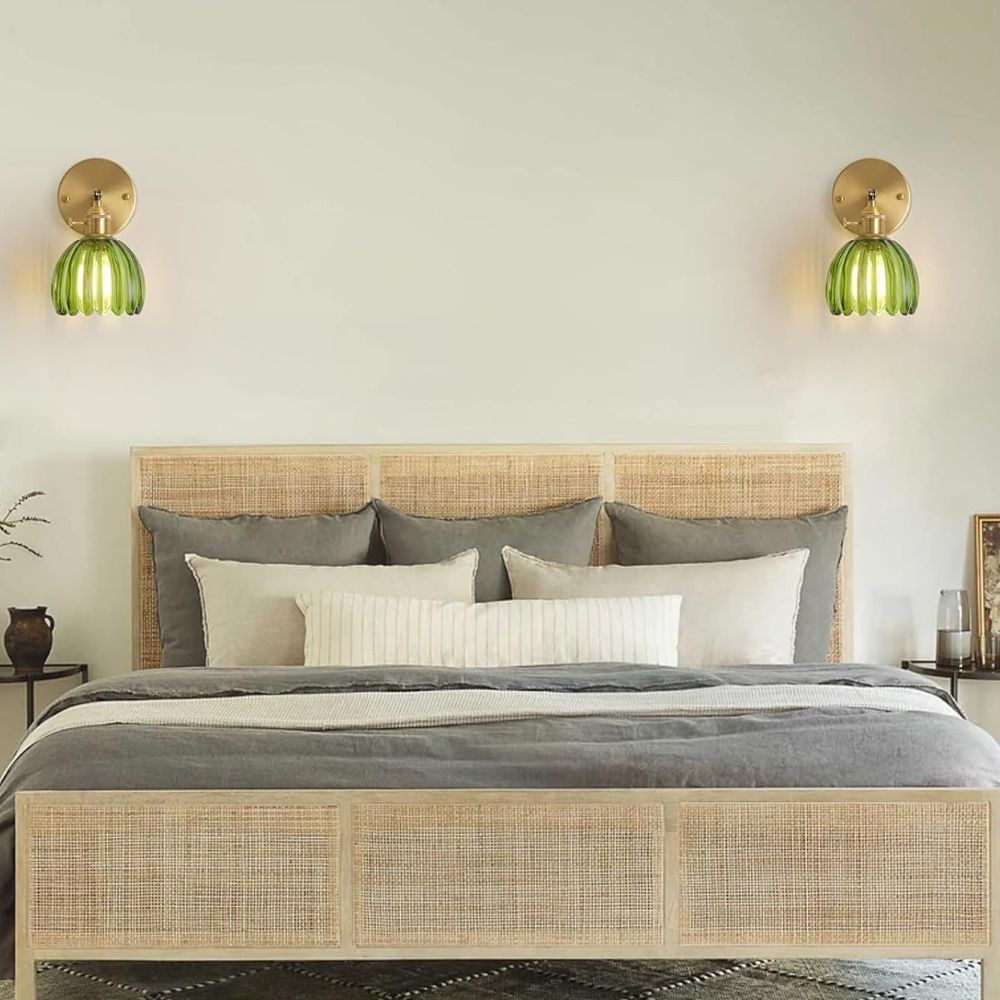 Applique murale vintage en verre nervuré | Luminaire suspendu ou fixe