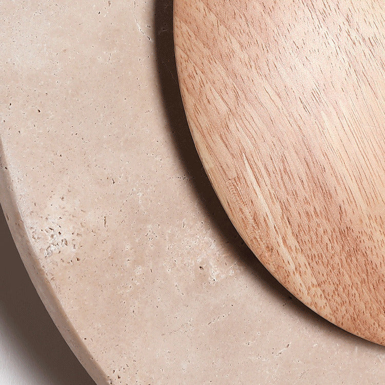 Applique murale cercle bois & pierre rétroéclairée | Luminaire mural au design naturel