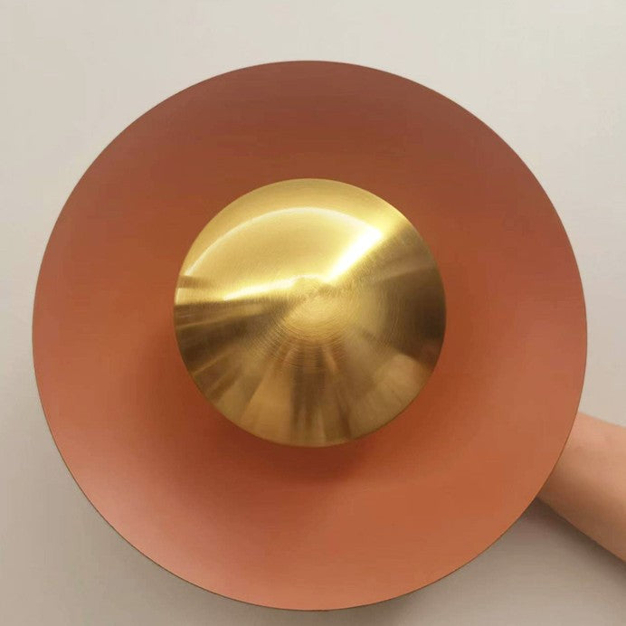 Applique murale circulaire éclipse| Luminaire mural multicolore au style artistique et sculptural 30cm / Orange & Or