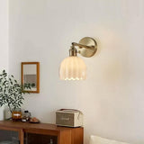 Applique murale vintage en verre nervuré | Luminaire suspendu ou fixe