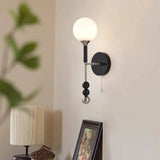 Applique murale vintage globe en verre & bois | Luminaire au charme rétro chic