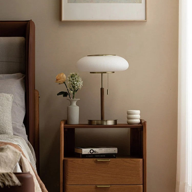 Lampe à poser abat jour en verre strié | Élégance Rétro chic