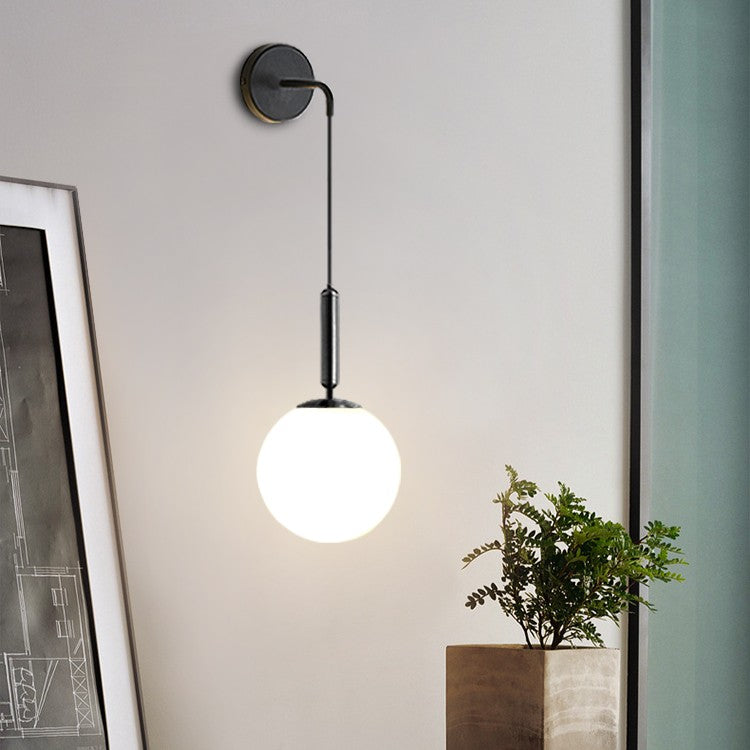 Applique murale globe dépoli suspendu | Luminaire chic et tendance B / Noir