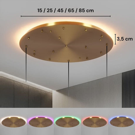 Socle de plafond rond pour suspensions multiples , LED, or ou noir