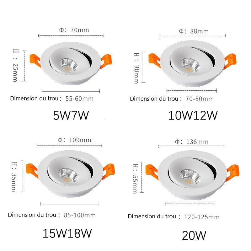 Spot encastrable orientable 360° | Design discret & éclairage ciblé