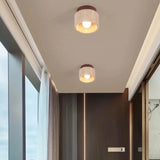 Spot plafond en travertin & bois | Élégance minérale naturelle