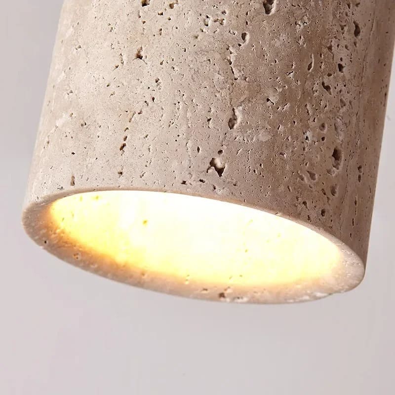 Spot plafond en travertin & bois | Élégance minérale naturelle