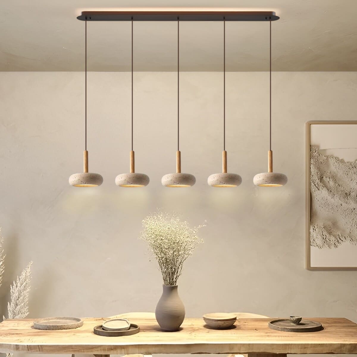 Suspension STONE en pierre naturelle et bois | Style scandinave