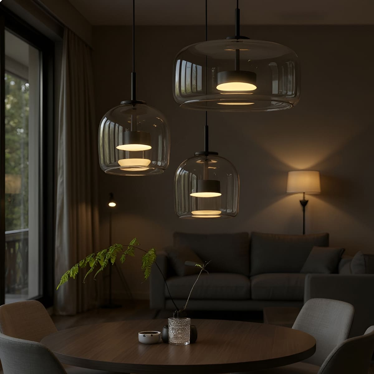 Suspension moderne en verre teinté NOVA | 1 Suspension