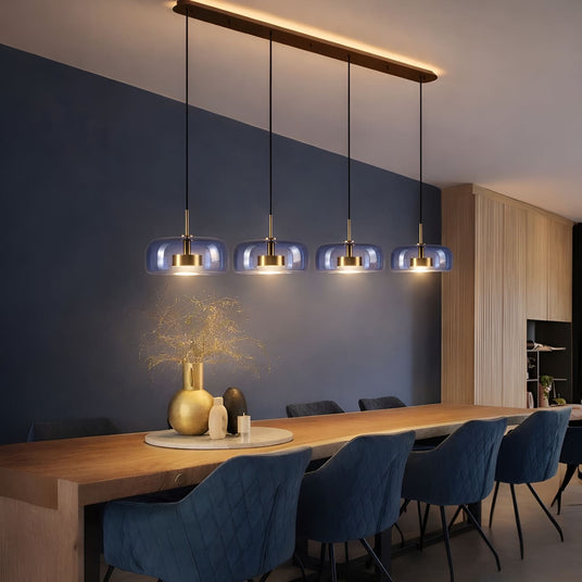 Suspension bleue , lustre bleu salle à manger design