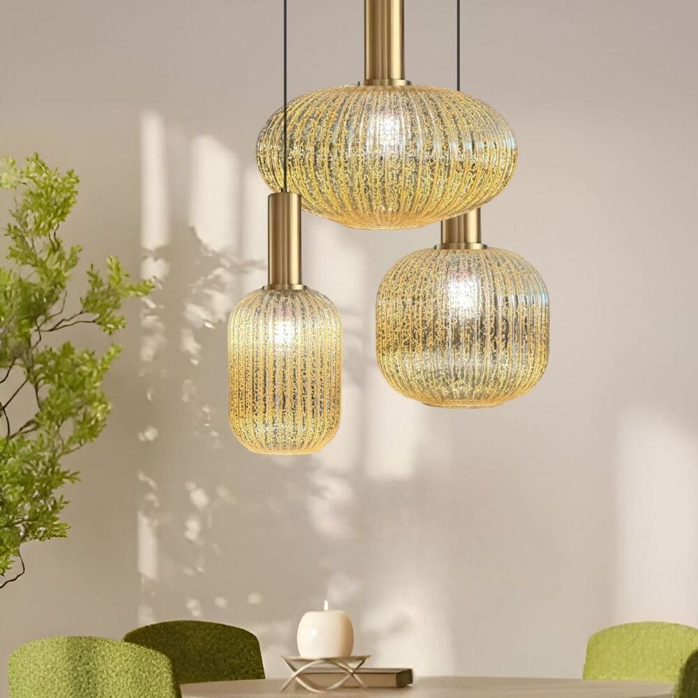 Suspension en verre doré vintage chic