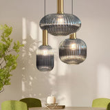 Suspension en verre teinté gris fumé
