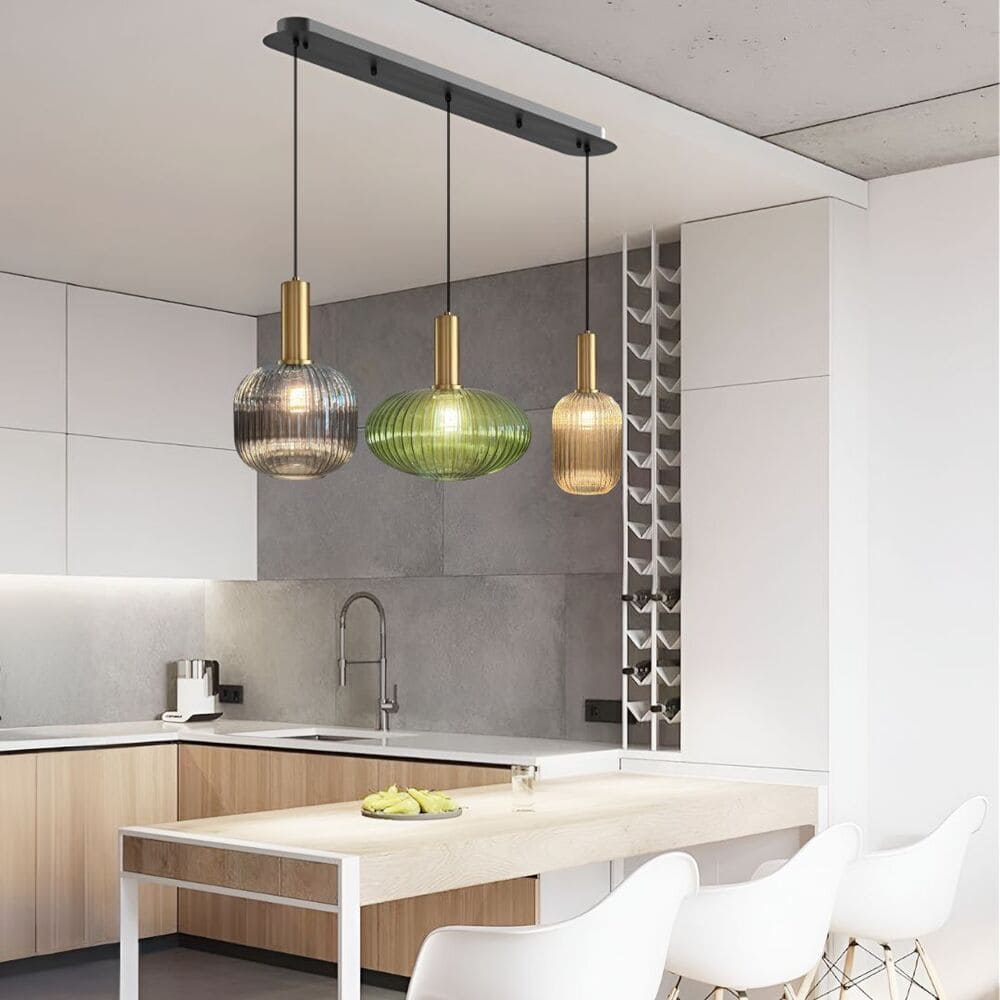 Suspension en verre vintage 3 luminaires