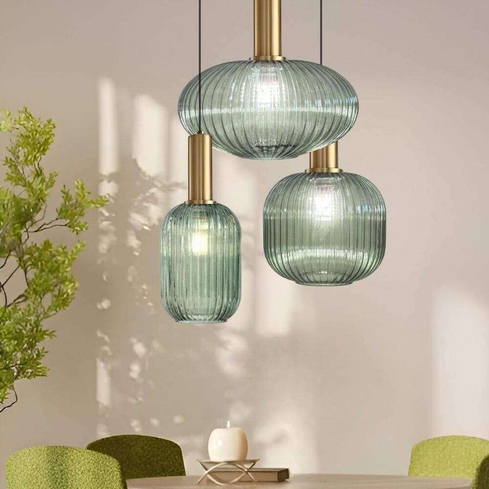 suspension en verre vintage vert amande