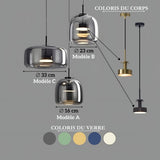 taille et dimension suspension nova en verre teinté lumeo creative