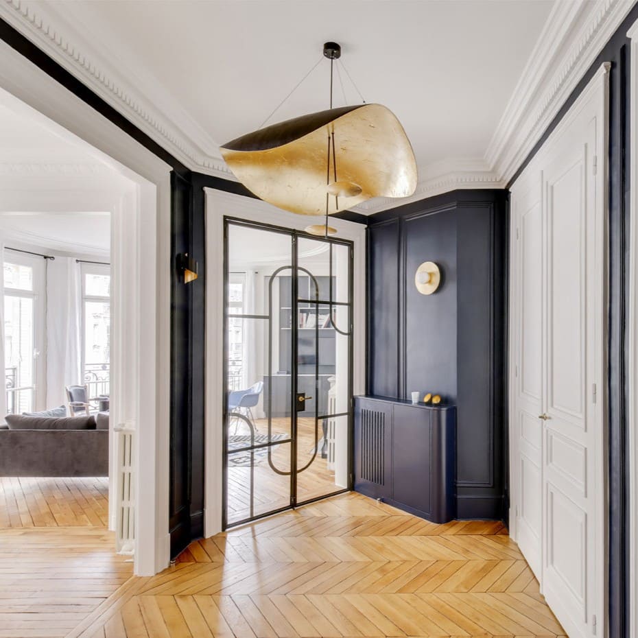 Suspension chic au design moderne | Noir & or ou blanche & or