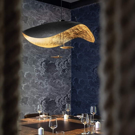 Suspension chic au design moderne | Noir & or ou blanche & or