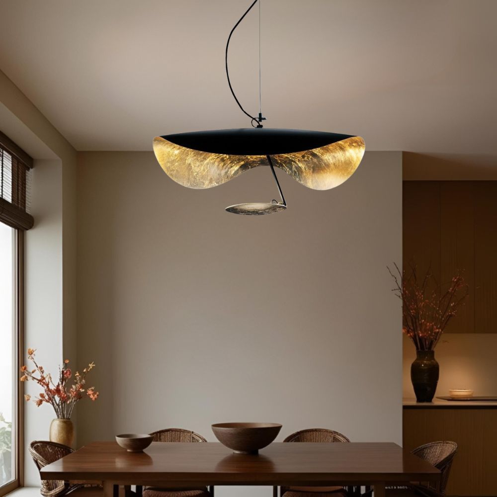 Suspension chic au design moderne | Noir & or ou blanche & or