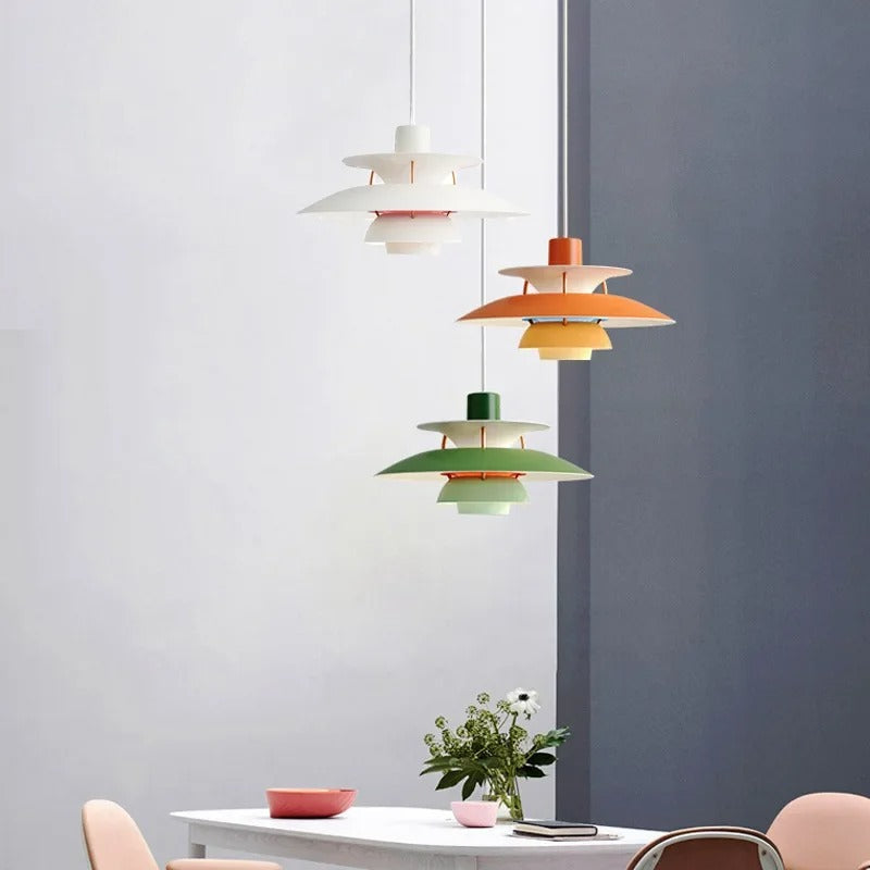 Suspension design soucoupes multicolores | Pop & Rétro chic
