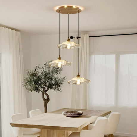 Suspension et plafonnier florale en verre coloré | Luminaire vintage en forme de fleur