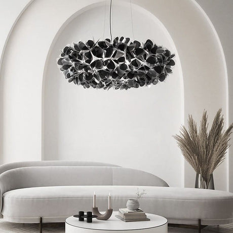 Suspension florale sculpturale noire Noir / 53 cm / Blanc froid