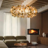 Suspension florale sculpturale noire Or / 53 cm / Blanc froid