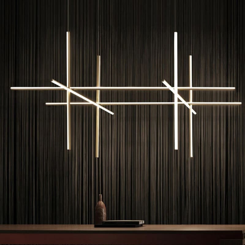 Suspension géométrique LED contemporaine | Tubes personnalisables