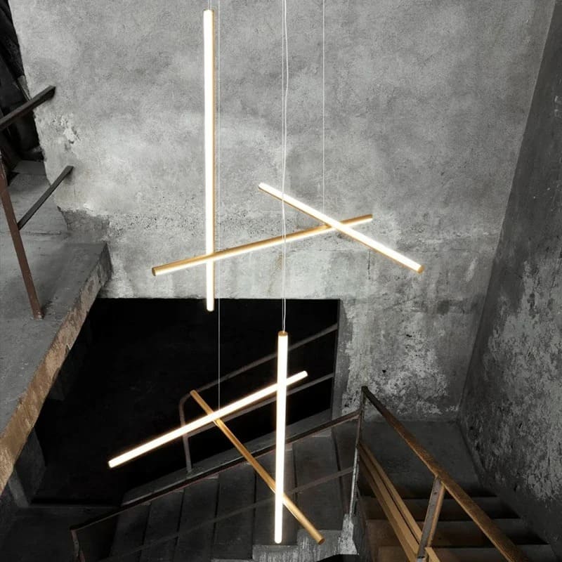 Suspension géométrique LED contemporaine | Tubes personnalisables