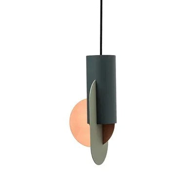 Suspension géométrique tricolore au design sculptural A / Blanc chaud