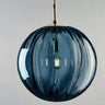 Suspension globe en verre nervuré | Éclat rétro & charme coloré 15cm / Bleu