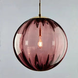 Suspension globe en verre nervuré | Éclat rétro & charme coloré 15cm / Rouge