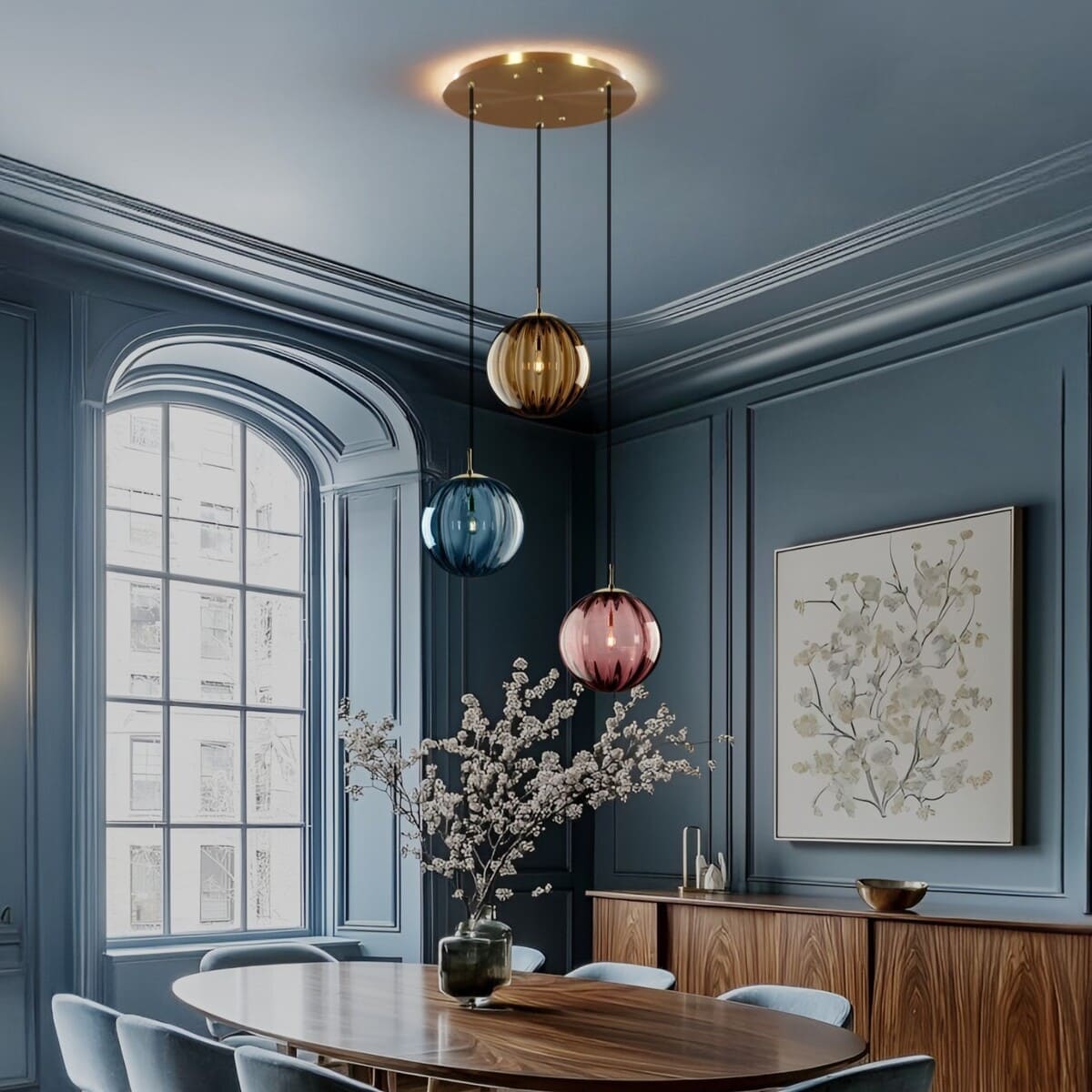 Suspension globe en verre nervuré | Éclat rétro & charme coloré