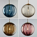 Suspension globe en verre nervuré | Éclat rétro & charme coloré